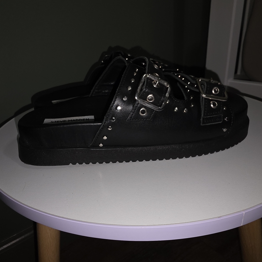 Steve Madden Black Studded Sandals - Picture 3 of 6